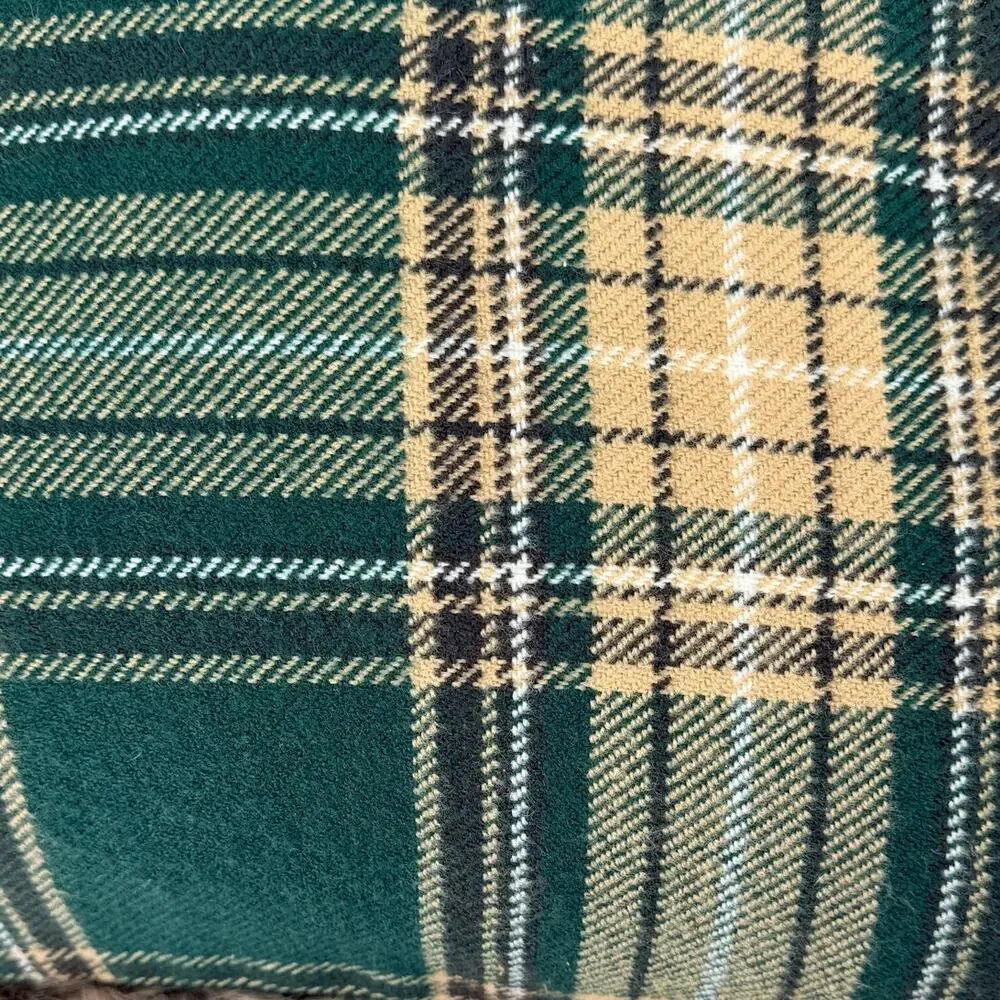 Martha Stewart 20x20 Green Plaid Flannel Faux Fur Decorative Throw Pillows Pair